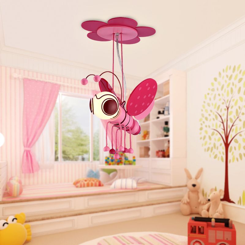 Illuminazione a forma di sospensione ape in stile per bambini metallizzato a 1 asilo a sospensione su soffitto.