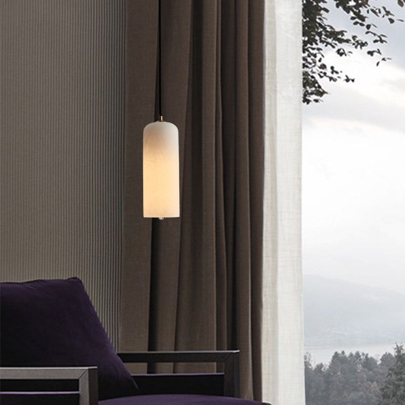 Marble Minimalist Hanging Lamp, Nordic Cylinder Shade Pendant Lighting for Living Room
