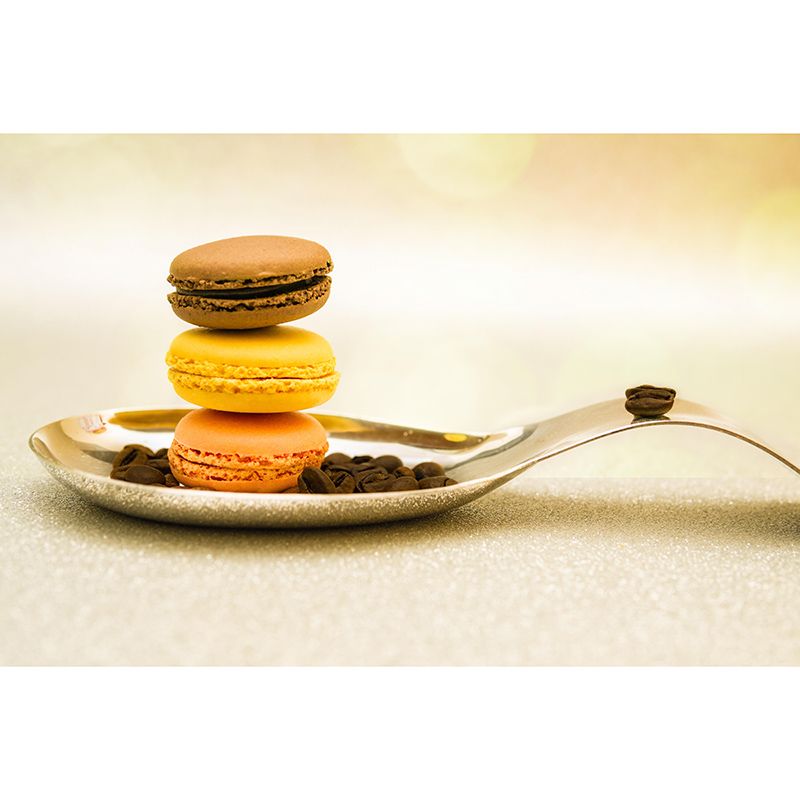 Macaron Environment Friendly Mural Decorative Wallpaper for Dessert Shop