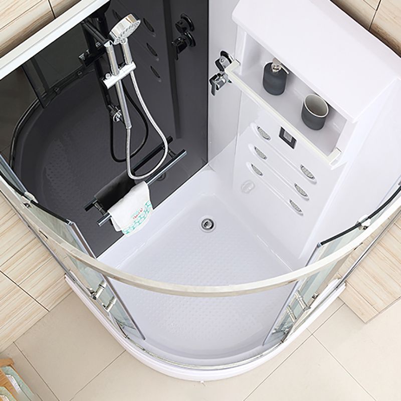 Framed Stainless Steel Tub & Shower Kit Rounded Clear Shower Stall