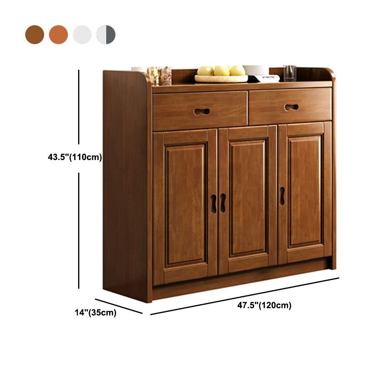 Modern Rectangle Accent Cabinet Wood Grooves Side Cabinet with Drawer