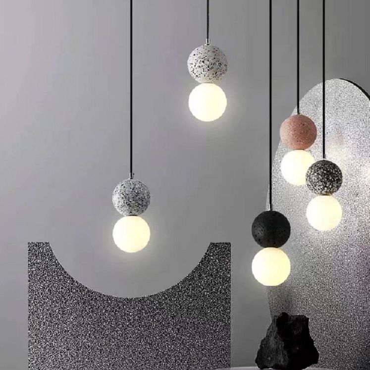 Globe Glass Pendant Light in Modern Creative Style Cement Single Hanging Lamp for Dining Room