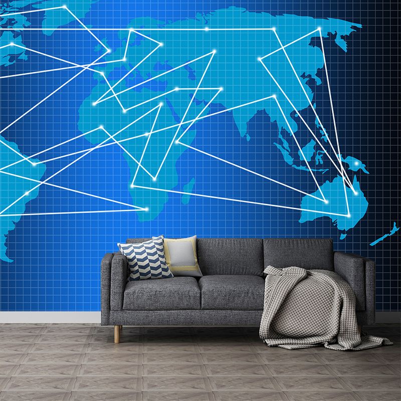 Area Map Murals Wallpaper for Bedroom Living Room, Custom Size Available