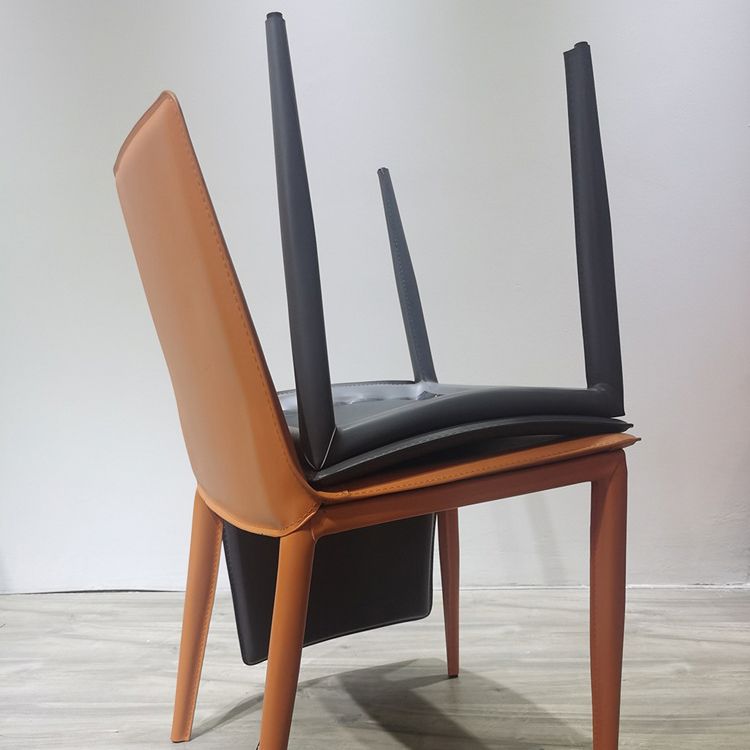 Faux Leather Dining Chairs Contemporary Side Chairs with Metal Base