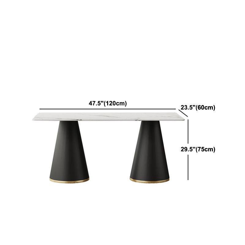 Modern Style Dining Table Sintered Stone Table with Metal Base