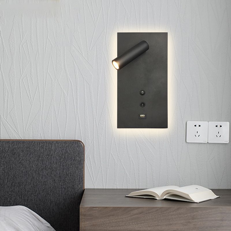 Style contemporain Rectangulaire mural métal métal 2 lumières de lecture de la lumière murale