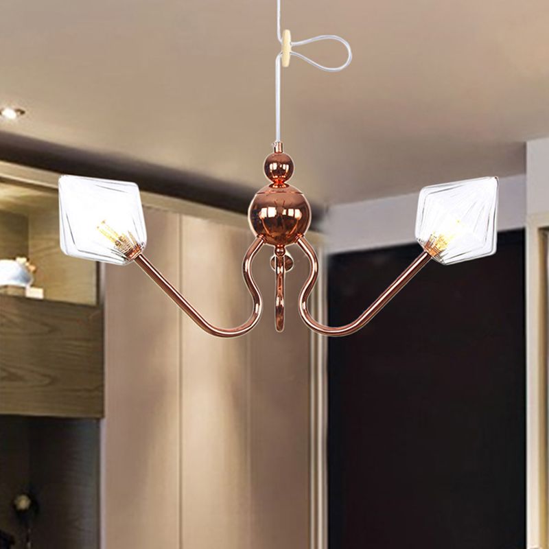 Lustre en métal et en verre lustre industriel à 3 légers lampe suspendue en ambre / transparent