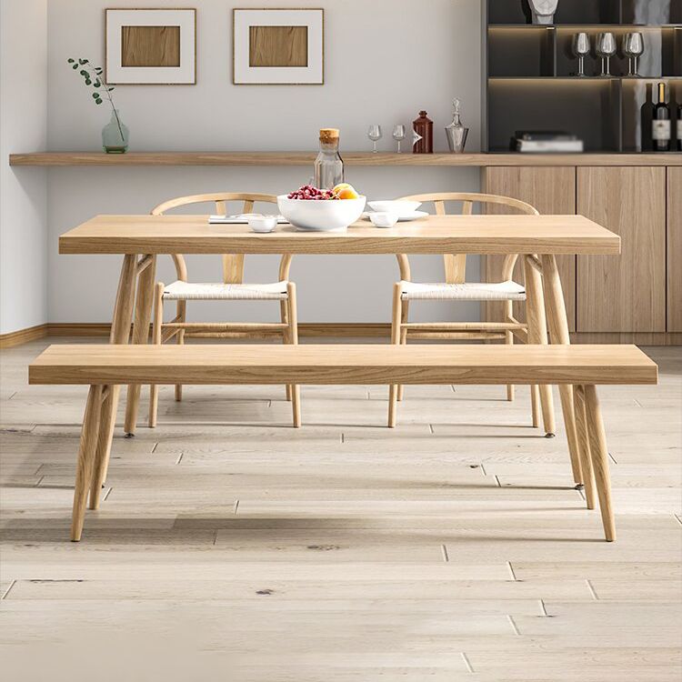Modern 1/2/4 Pieces Beige Dinette Set Ash Wood Rectangle Dining Table Set