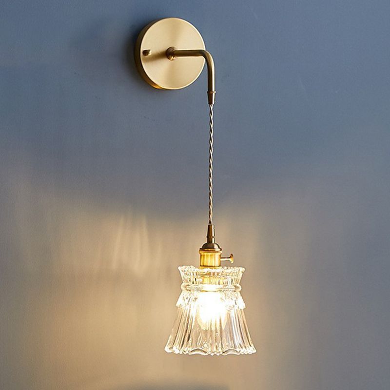 Glass Geometric Shape Wall Lighting Industrial Style 1 Light Wall Light Sconce in Gold