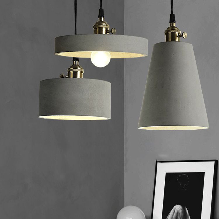 Contemporary Style Creative Cement Hanging Light Geometric Modeling 1-Light Pendant Lamp for Bedroom