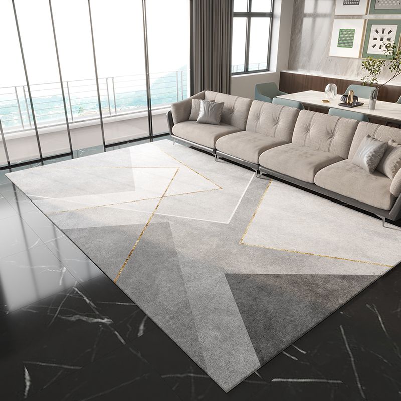 Prachtig polyester tapijt modern grijs tapijt woonkamer vloerkleed met niet-slipachter