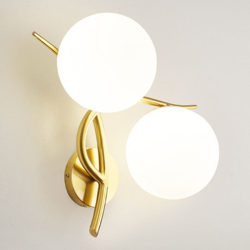 Modern Style Ball Shape Flush Mount 2-Light Glass Ceiling Light for Bedroom