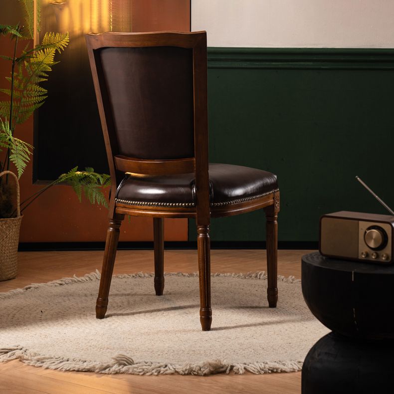 Rustic Style Open Back Brown Solid Wood Home Dining Side Chair