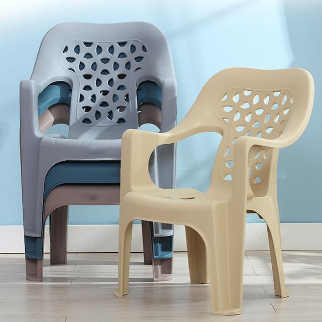 Chaise latérale de salle à manger de style moderne, chaise latérale de salle à manger à dossier ouvert en plastique avec bras