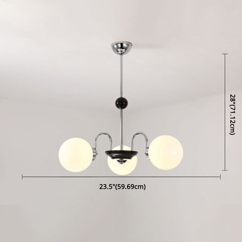 Globe Chandelier Lighting Fixtures Modern White Glass Suspension Light for Bedroom
