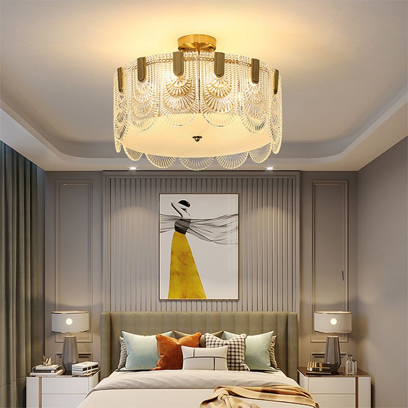 Modern Glass Ceiling Lamp Minimalist Flush Mount Light Fixture for Bedroom
