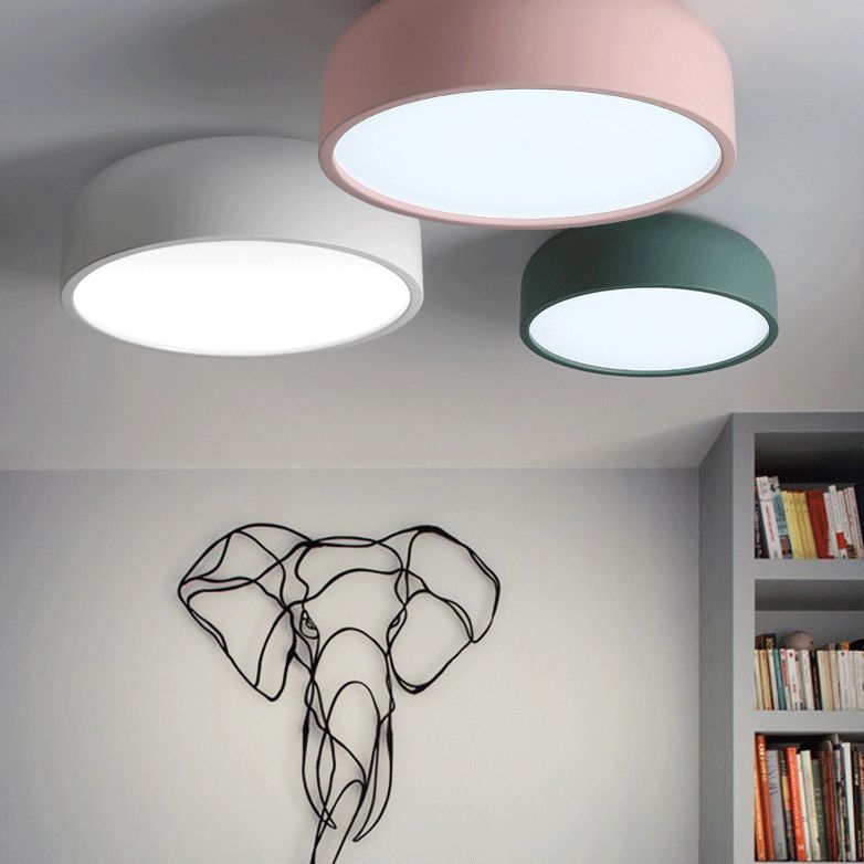 1 Head Macaron Ceiling Light Iron Material Acrylic White Light Living Room Flush Mount Lighting