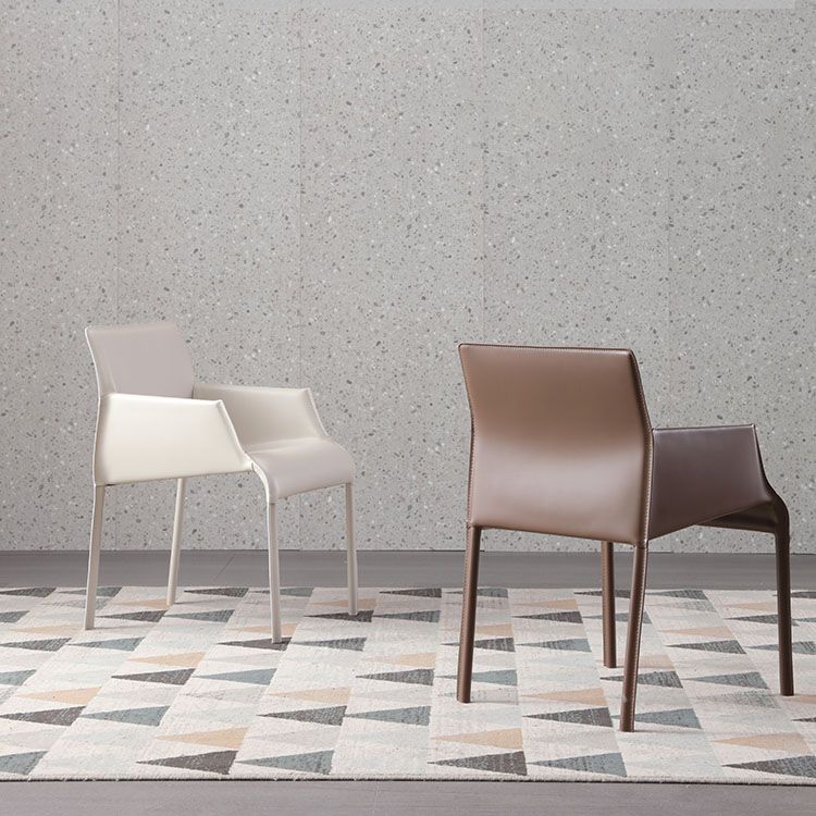 Contemporary Leather Dining Chair Upholstered Arm Chair for Restaurant Use
