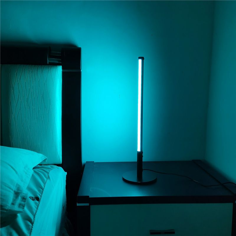 Lampada da comodino a forma di tavolo a forma di asta nera per camera da letto per camera da letto