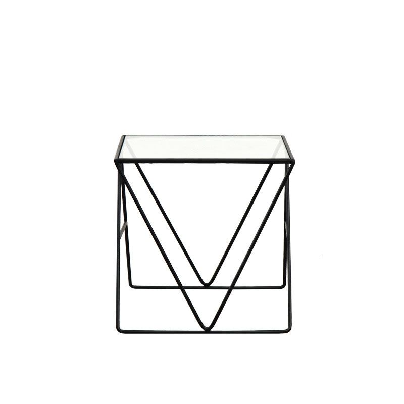 Frame Glass Top Coffee Table Modern Simple Clear Rectangular Cocktail Table