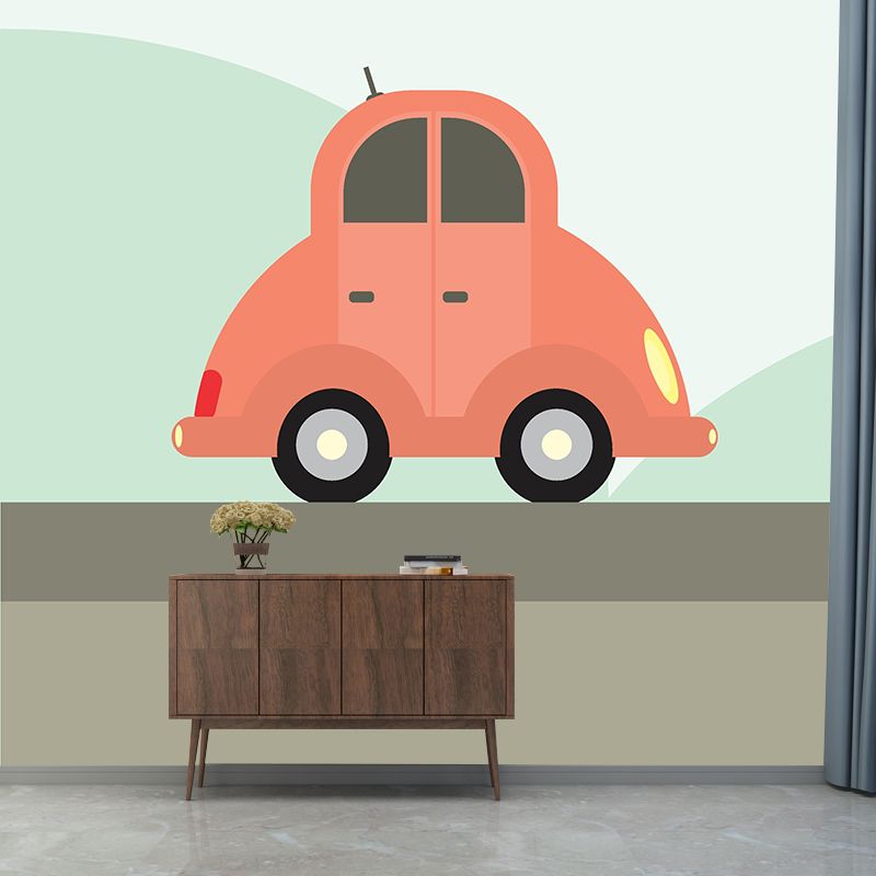 Vehicle Illustration Stain Resistant Mural Wallpaper Sitting Room Wall Mural