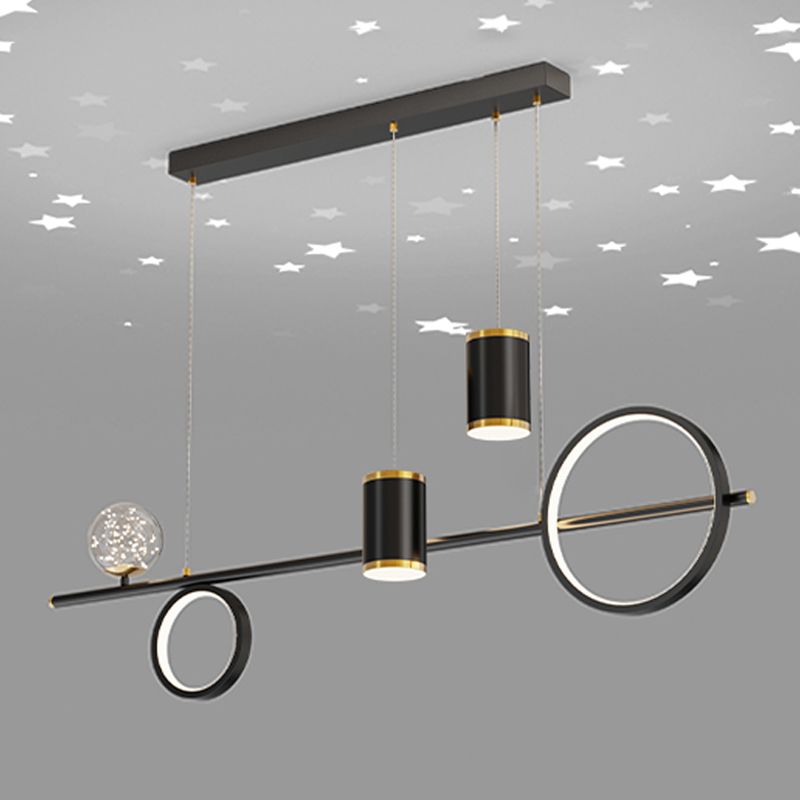 Zeitgenössischer Stil Geometry Island Lighting Metal 5 Light Island Leuchten in Schwarz