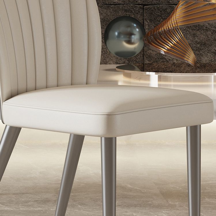 Contemporary Side Chair Metal Solid Back Dining Room Chair for Indoor