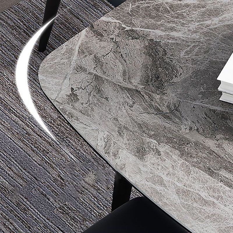 Stone Rectangle Industrial Table Standard Height Dining Room Table with 4 Legs