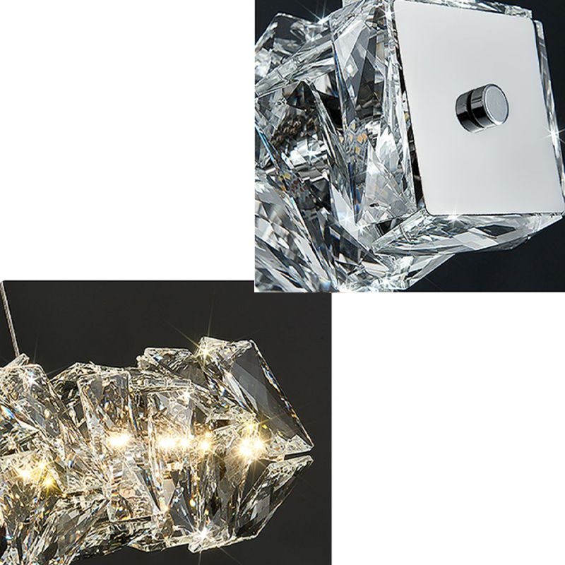 Modern Style Island Light LED Island Hanging Light with Crystal Shade for Dining Room