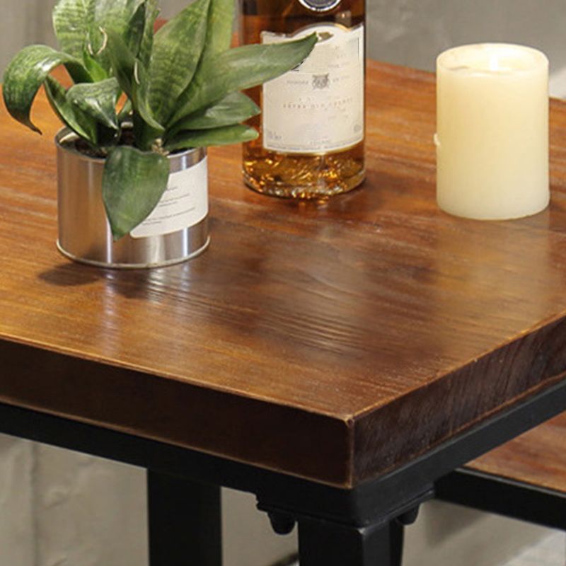Brown Solid Wood Bar Table Industrial Dining Table for Kitchen Living Room