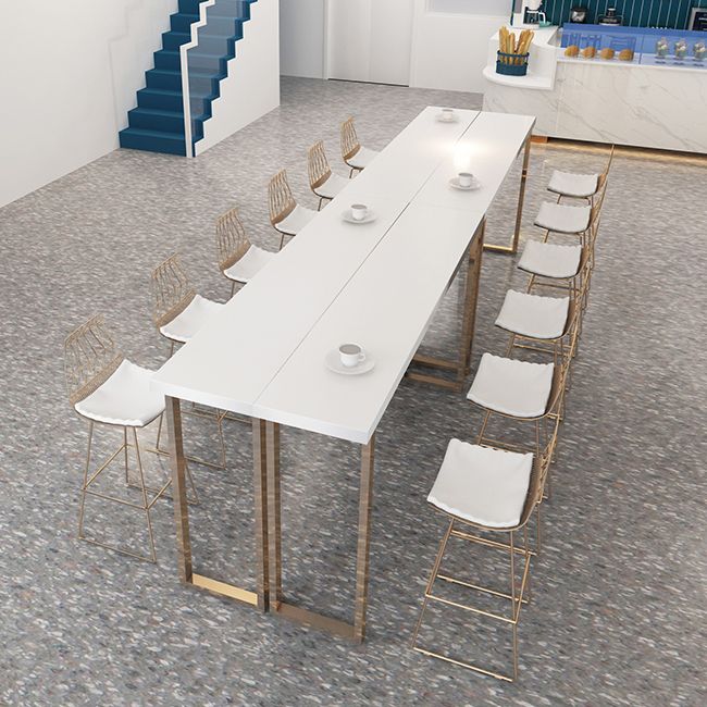 Glam 1/4/7 Pieces Bar Table Set Rectangle Stone Counter Table with High Stools