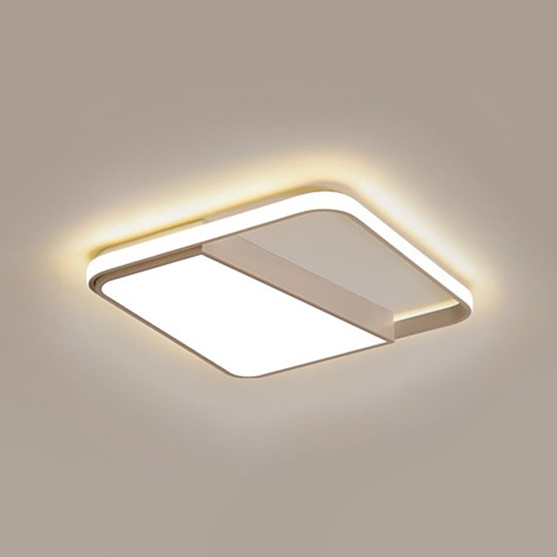 Box Ceiling Lamp with Side Glowing Frame Modern Acrylic White LED Flushmount in Warm/White Light/Remote Control Stepless Dimming, 16.5"/19.5"/23.5" W