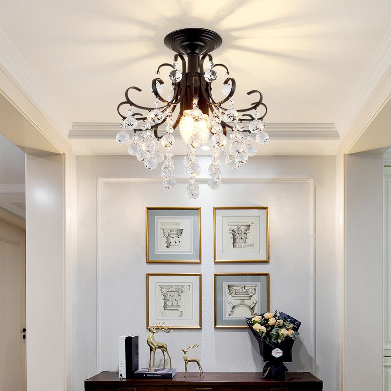 Modern Crystal Ceiling Light Household Flush Mount Light Fixture for Bedroom