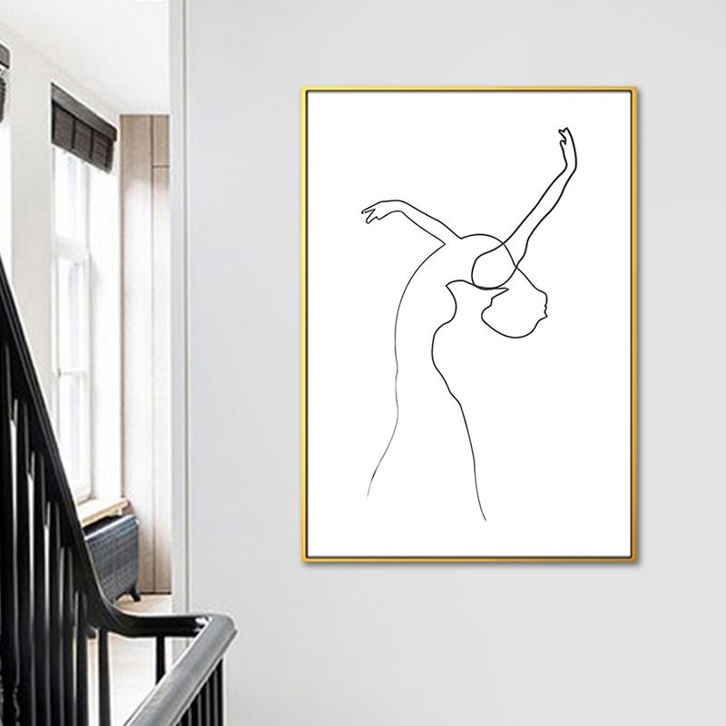 Dancing Girl Charcoal Drawings Painting Scandinavian Style Canvas Wall Art Decor