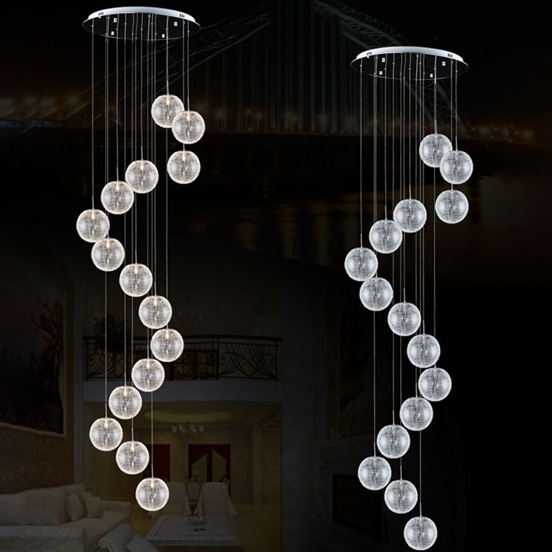 Chromball -Anhänger Leuchte moderne klare Glashängung Licht für Wendeltreppen