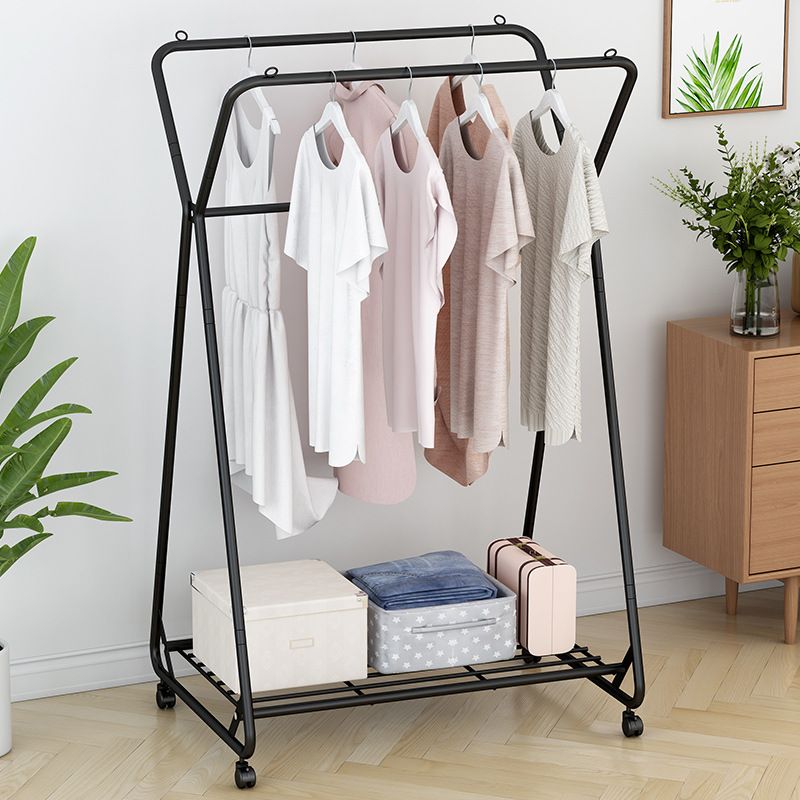 Contemporary Metal Coat Rack Storage Shelf Coat Rack with Castors
