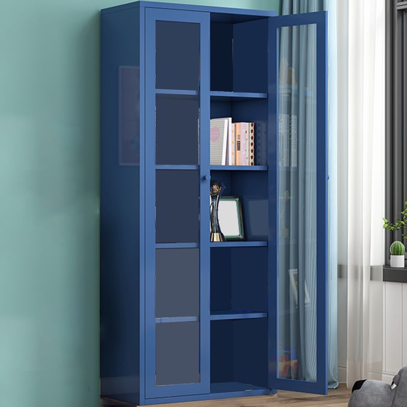 Contemporary Storage Cabinet Antique Finish Side Cabinet with Glass Paned