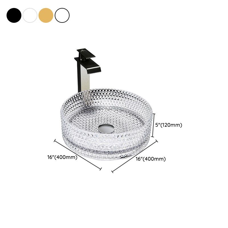 Contemporary Bathroom Sink Glass Round Vessel Bathroom Sink(Not Including Faucet)