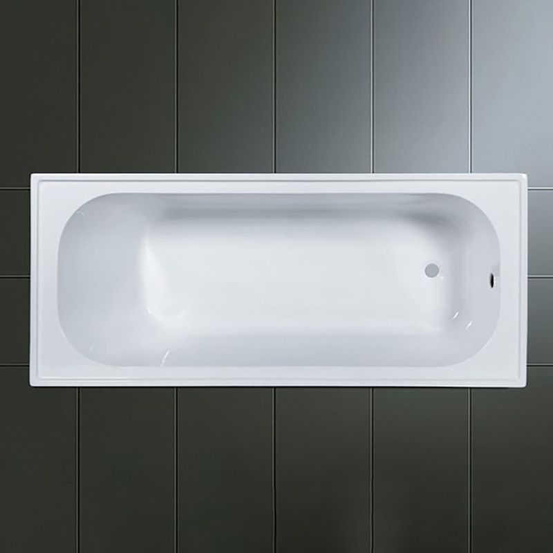 Modern Drop-in Acrylic Bathtub Internal Drain White Soaking Tub