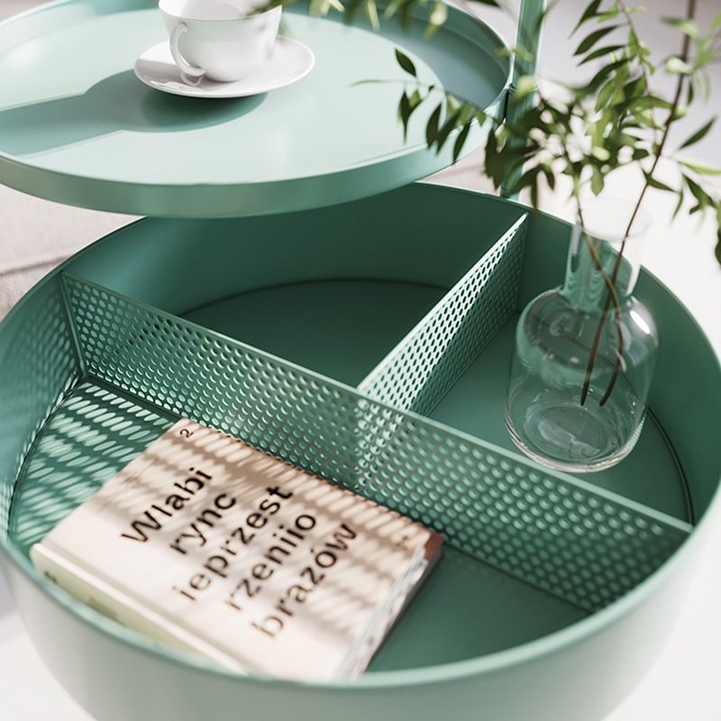 Contemporary Iron Simple Sofa Side Accent Table Macaron 3 Legs End Table with Storage