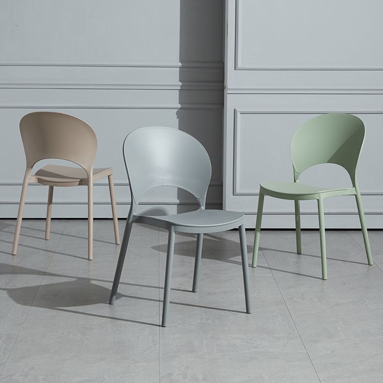 Scandinavian Plastic Armless Dining Chairs Indoor Stackable Side Chairs