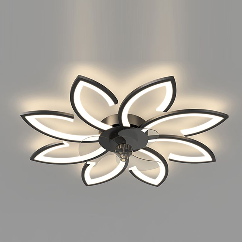 Flower Shape Metal Ceiling Fan Modern Style Multi Lights Ceiling Fan Lamp