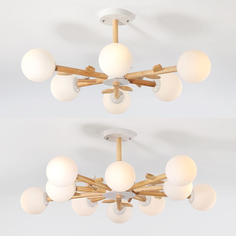 Moderner Stil hölzerne Kronleuchter Decke Hängende Leuchte mit kleinem Vogel