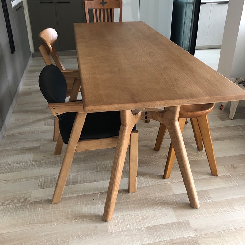 Contemporary Style Pine Dining Table 4 Legs Solid Wood Rectangle Table for Home