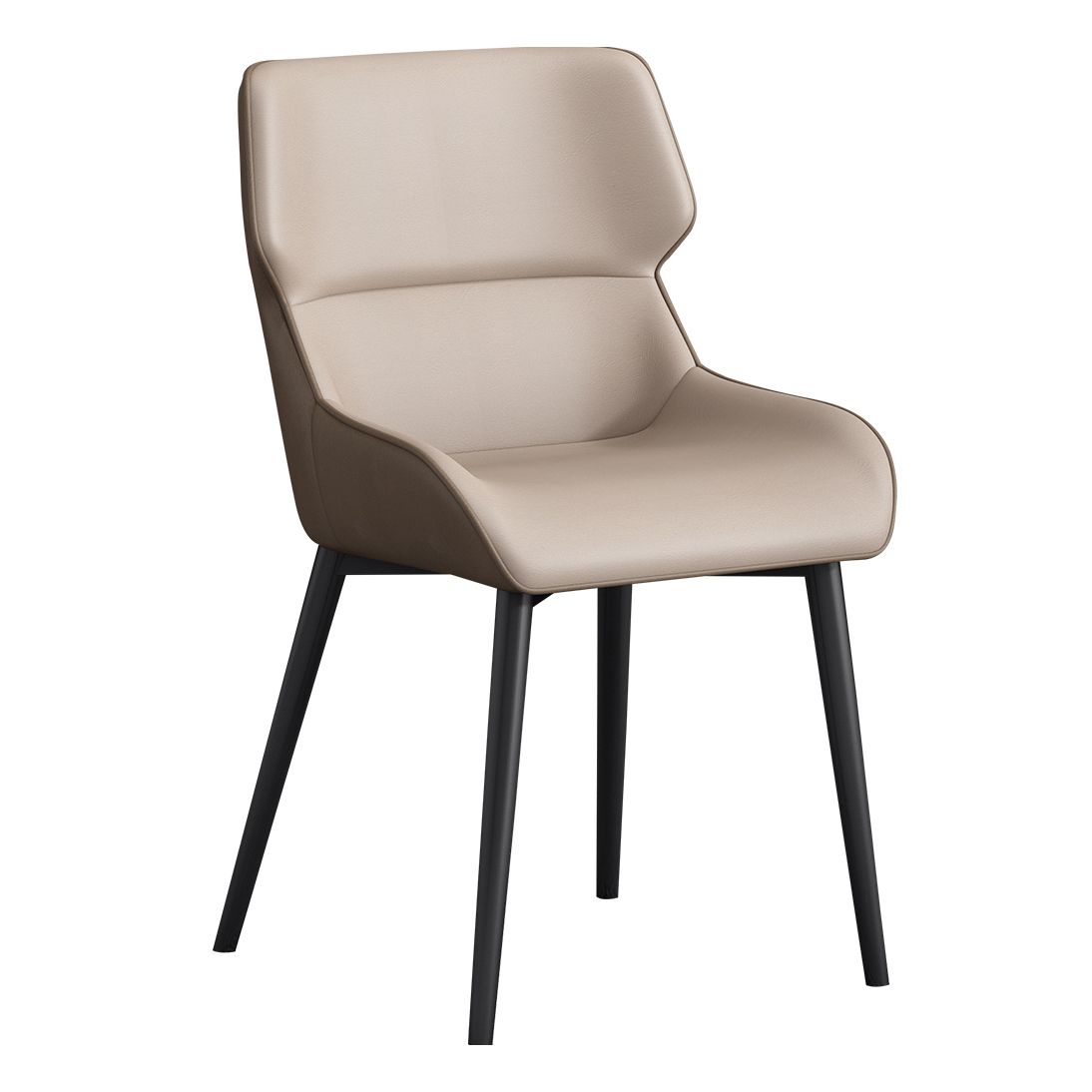 Hedendaagse faux lederen eetkamerstoelen Wingback arm stoel met metalen benen (set van 4)