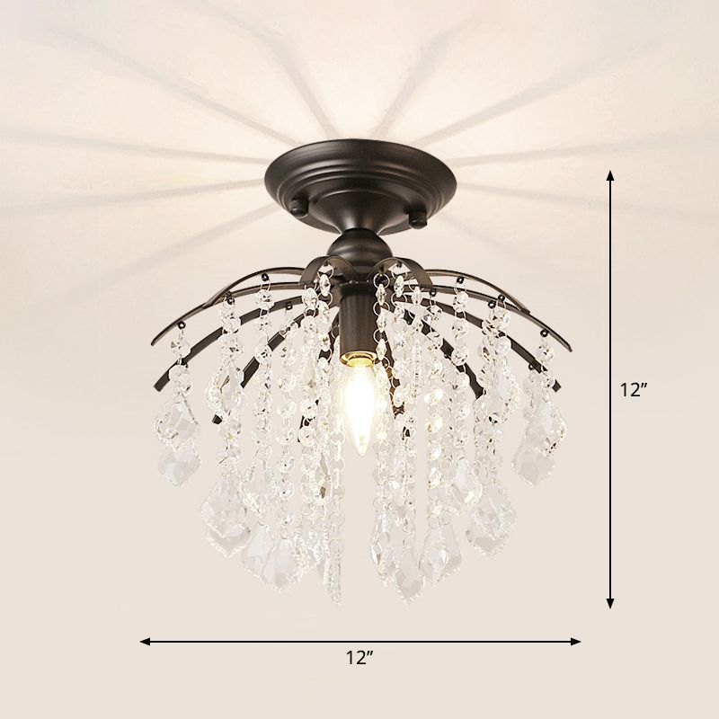 Crystal Tassel Semi Flush Mount Light Country Single Aisle Semi Flush Mount Ceiling Light