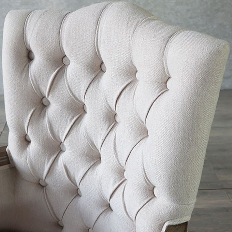 Chaise de salle à manger en bois Glam, fauteuil de salle à manger unique en tissu lin pour Restaurant