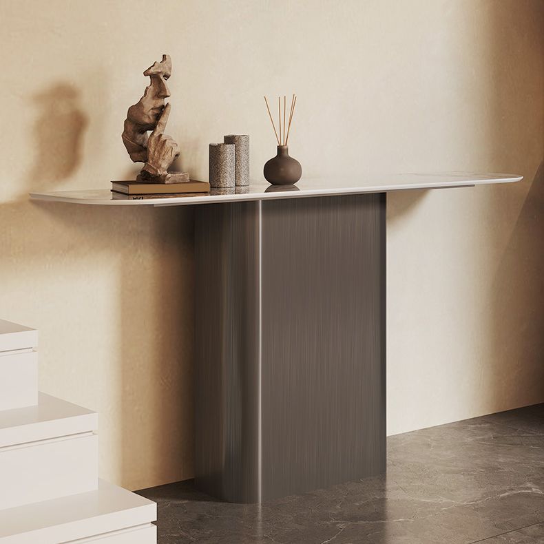 Modern Accent Table Half Moon Shape Metal Console Table for Hall , 14 inch Wide