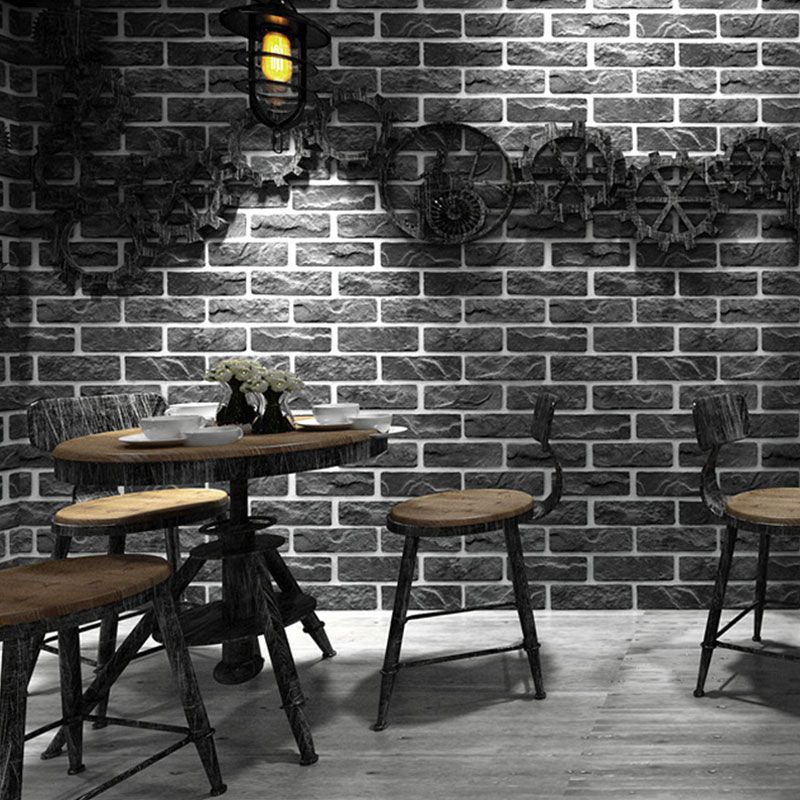 Metselwerkbehangrol in donkere kleur non-woven stoffen muurkunst voor huisdecoratie, 50 m².