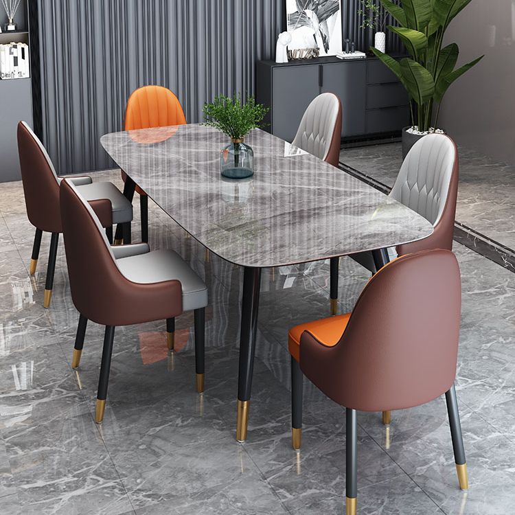 Traditional Luxury Stone Dining Table Rectangle Tripod Base Dining Table
